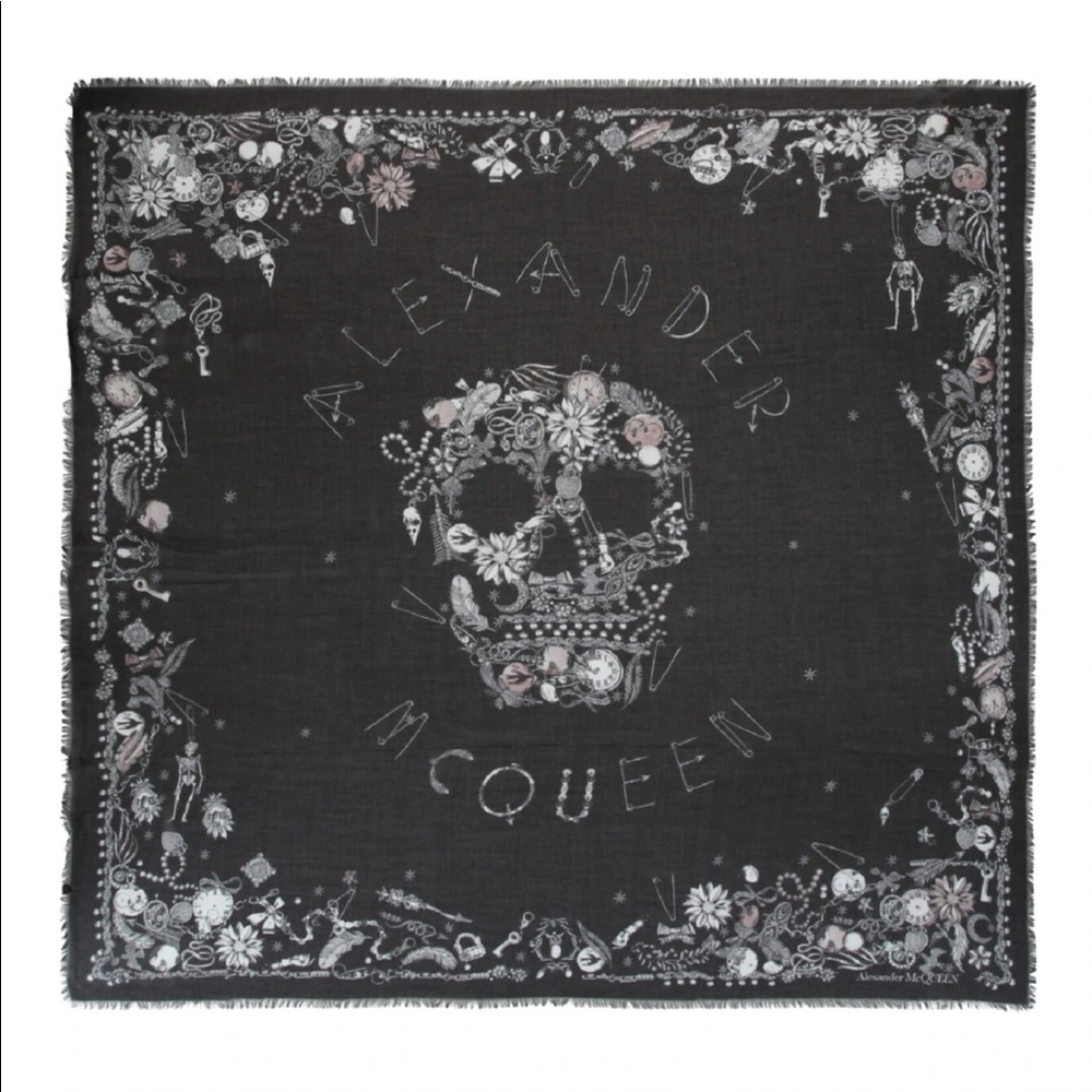 Alexander McQueen Jeweled Skull Scarf